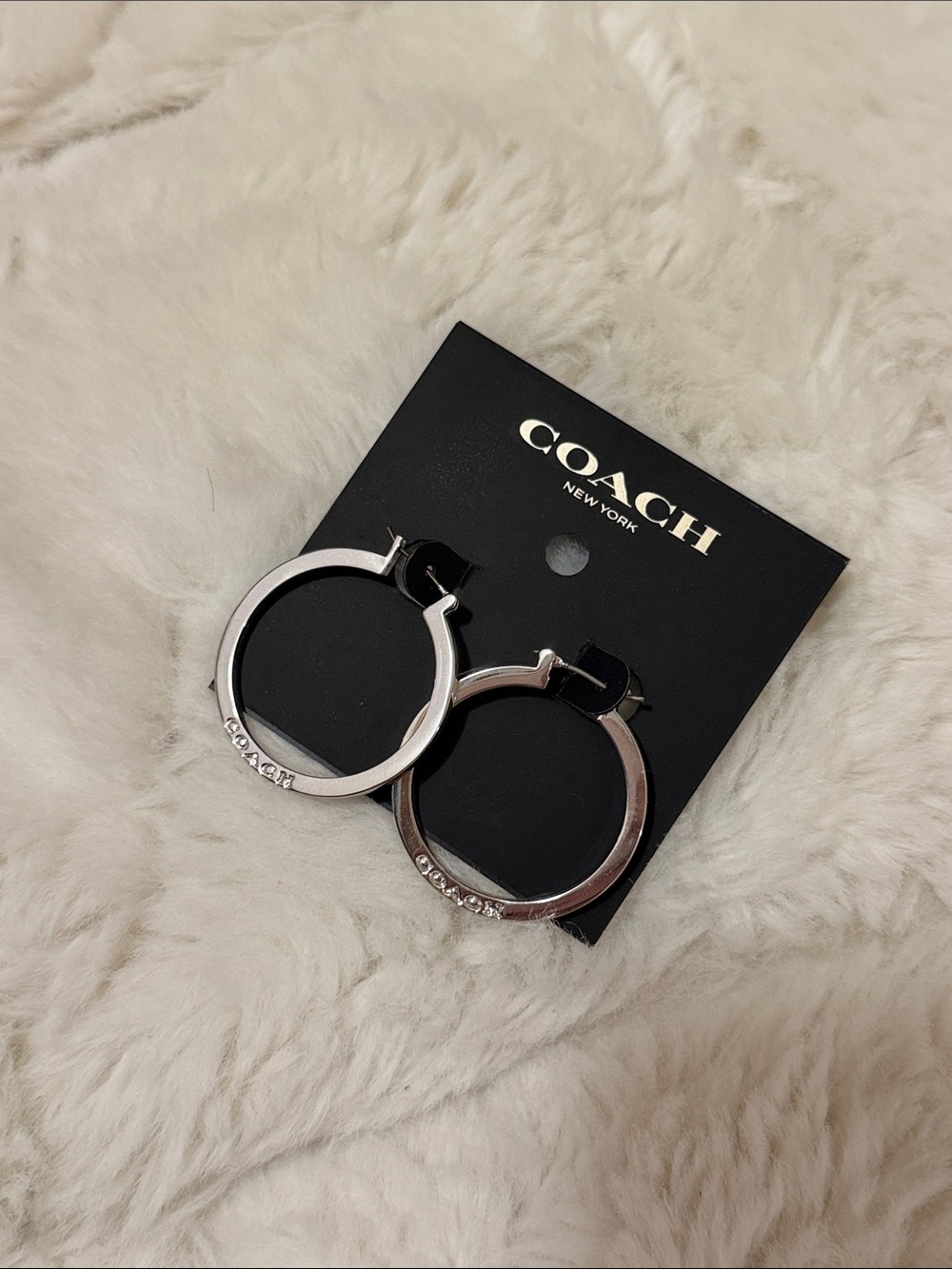 Coach Silver Hoop Earrings (Brand New)
